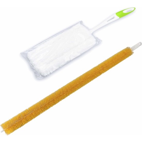 2- Delige verwarming schoonmaakset  groen/wit - microvezel borstel - Radiator borstel 90 cm