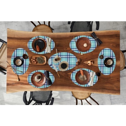 Placemats ovaal - Onderleggers - Ovale placemats - Plaid - Blauw - Patronen - Schotse ruit - 10 stuks