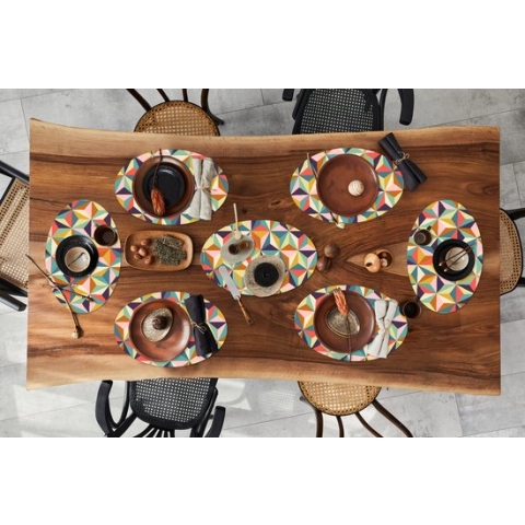 Placemats ovaal - Onderleggers - Ovale placemats - Retro - Regenboog - 3D - Geometrie - Driehoek - 8 stuks