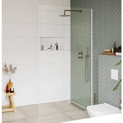 Saqu Modulo Inloopdouche - 120x210 cm - Veiligheidsglas - Anti-kalk - Mat Wit - Douchewand