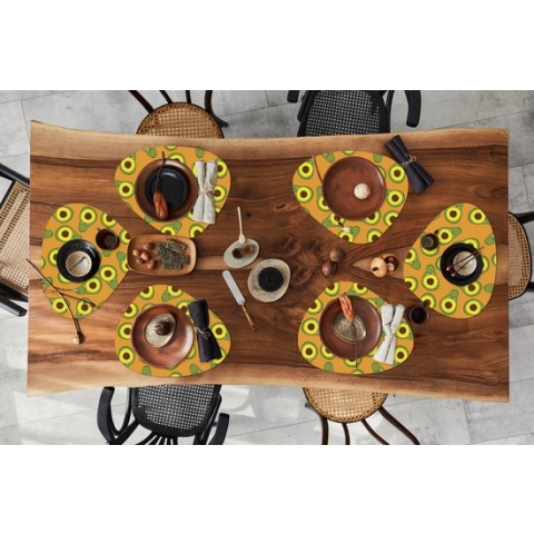 Placemat organisch - Placemats organic - Onderleggers - Kawaii - Patronen - Avocado - 6 stuks