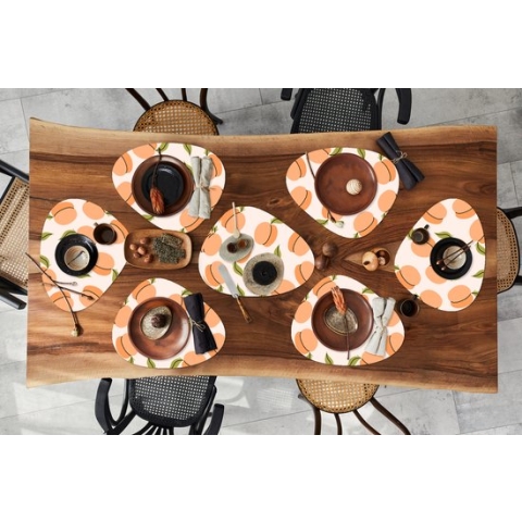 Placemat organisch - Placemats organic - Onderleggers - Fruit - Abrikoos - Zomer - Patronen - 8 stuks