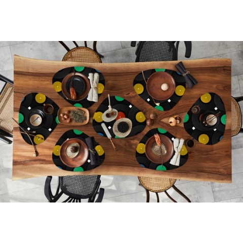 Placemat organisch - Placemats organic - Onderleggers - Platen - Muziek - Patronen - 8 stuks