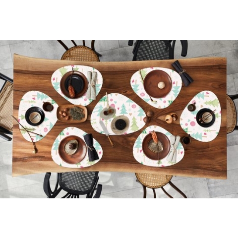 Placemat organisch - Placemats organic - Onderleggers - Winter - Bos - Patroon - Sneeuw - Pastel - 10 stuks - Kerst - Cadeau - Kerstcadeau voor mannen, vrouwen en kinderen
