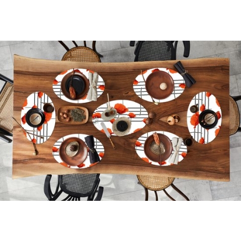 Placemats ovaal - Onderleggers - Ovale placemats - Muziek - Notenbalk - Klaproos - 10 stuks