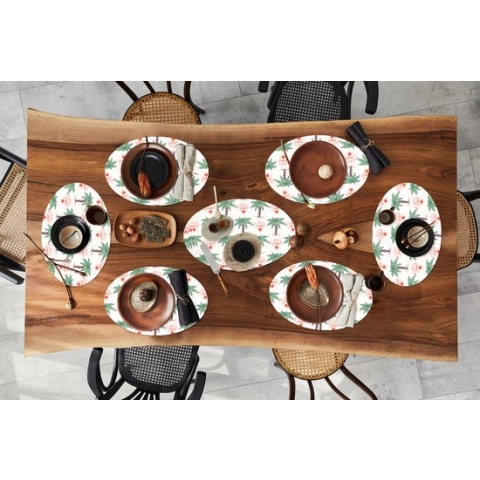 Placemats ovaal - Onderleggers - Ovale placemats - Palmboom - Zomer - Patronen - 10 stuks