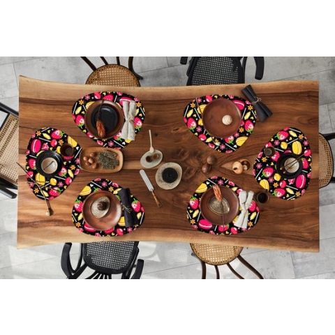 Placemat organisch - Placemats organic - Onderleggers - Snoep - Patroon - Aardbei - 6 stuks