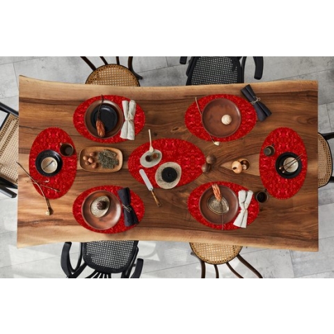 Placemats ovaal - Onderleggers - Ovale placemats - Kristal - Rood - Caleidoscoop - Design - Patronen - 10 stuks
