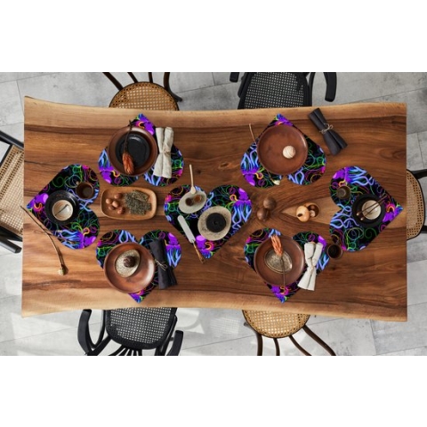 Onderleggers - Placemats - Placemats hartje - Octopus - Regenboog - Neon - Abstract - Patronen - 8 stuks