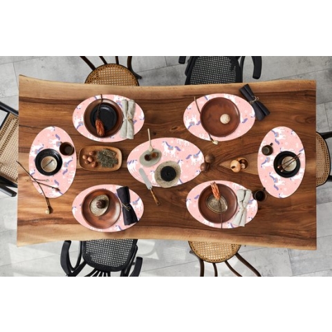 Placemats ovaal - Onderleggers - Ovale placemats - Paard - Hart - Patronen - 10 stuks