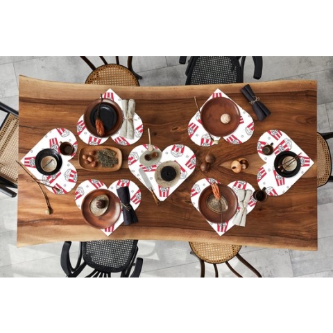 Onderleggers - Placemats - Placemats hartje - Puber - Popcorn - Films - Patronen - 8 stuks