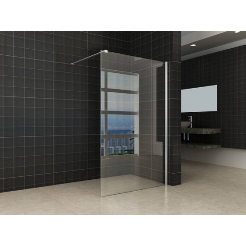 Saqu Splash inloopdouche met chroom muurprofiel 120x200cm Nanoglas