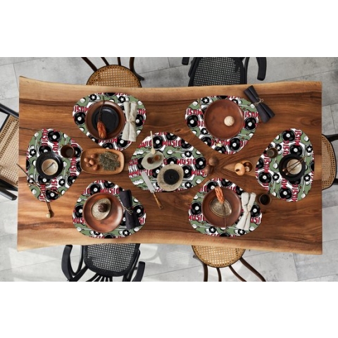 Placemat organisch - Placemats organic - Onderleggers - Patronen - Muziek - Vinyl - 10 stuks