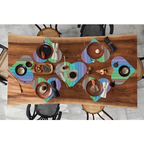 Onderleggers - Placemats - Placemats hartje - Regenboog - Patroon - Pastel - 10 stuks