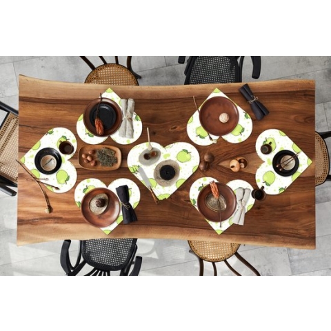 Onderleggers - Placemats - Placemats hartje - Waterverf - Appel - Groen - Patronen - 10 stuks