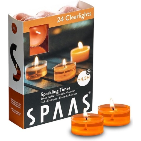 Spaas Clearlights Geparfumeerde Waxinelichtjes - Sparkling Times - Exotic Fruits - 24 Stuks