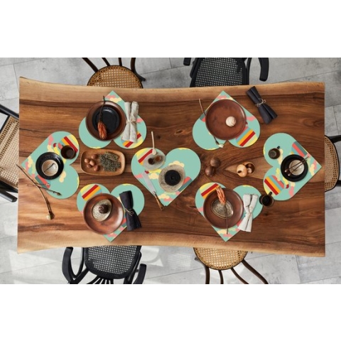 Onderleggers - Placemats - Placemats hartje - Luchtballon - Patronen - Baby - 8 stuks