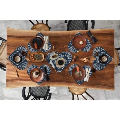 Onderleggers - Placemats - Placemats hartje - Patroon - Bloem - Donkerblauw - 10 stuks