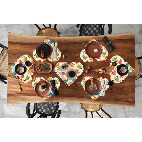 Onderleggers - Placemats - Placemats hartje - Design - Retro - Theepot - Kleuren - 8 stuks