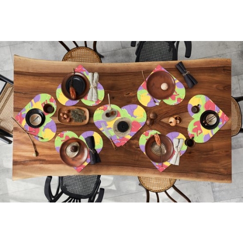 Onderleggers - Placemats - Placemats hartje - Katten - Regenboog - Kinderen - Pastel - Patronen - 10 stuks
