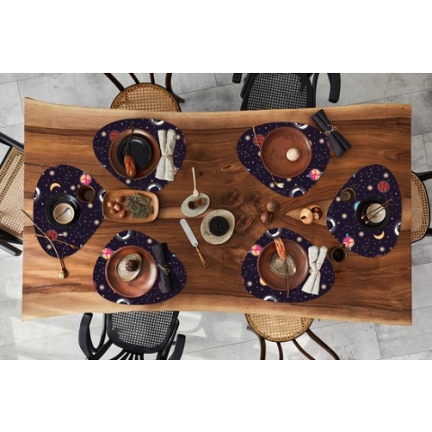 Placemat organisch - Placemats organic - Onderleggers - Space - Zodiac - Sterren - Design - Heelal - 6 stuks