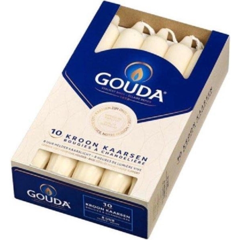 GOUDA Dinerkaars Gouda Kroonkaarsen 200/24 doos 10 ivoor ( per 3 stuks)
