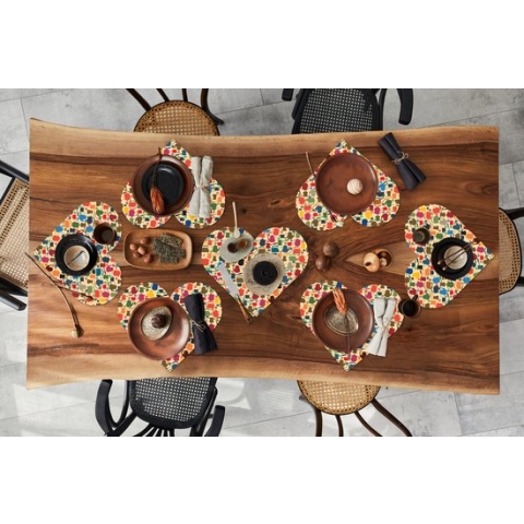 Onderleggers - Placemats - Placemats hartje - Patronen - Koffie - Theepot - Retro - 8 stuks