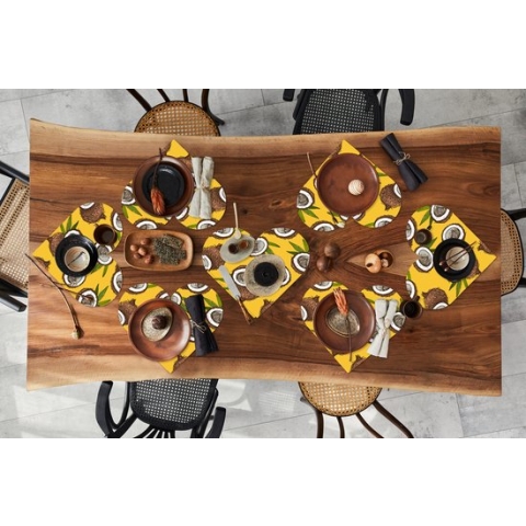 Onderleggers - Placemats - Placemats hartje - Kokosnoot - Hawaii - Tropisch - Bladeren - Design - 8 stuks