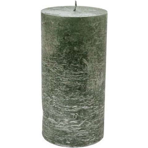 Stompkaars - metallic licht groen - 10x20cm - parafine - set van 2