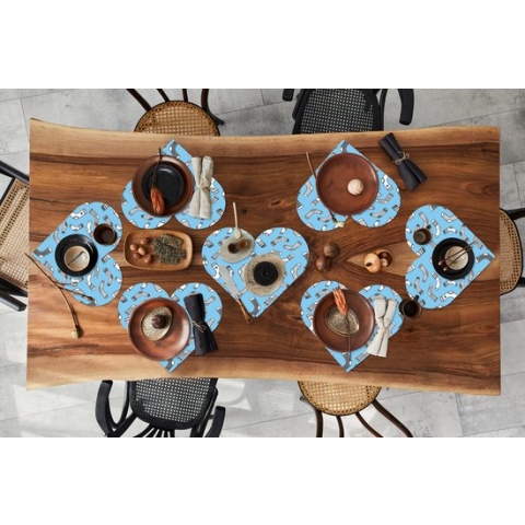 Onderleggers - Placemats - Placemats hartje - Sokken - Patronen - Vintage - 8 stuks