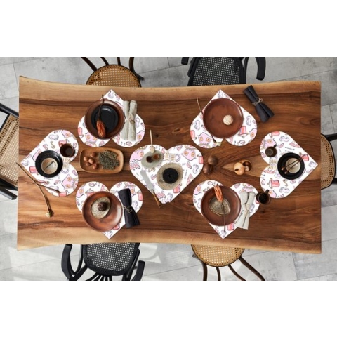 Onderleggers - Placemats - Placemats hartje - Patronen - Keuken - Schort - Koken - Pastel - 10 stuks