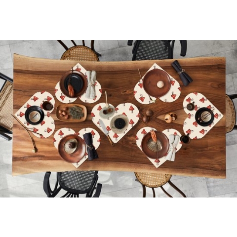 Onderleggers - Placemats - Placemats hartje - Patronen - Herfst - Paddenstoel - Rood - 8 stuks