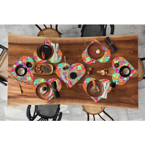 Onderleggers - Placemats - Placemats hartje - Lavalamp - Regenboog - Patronen - Hippie - 8 stuks