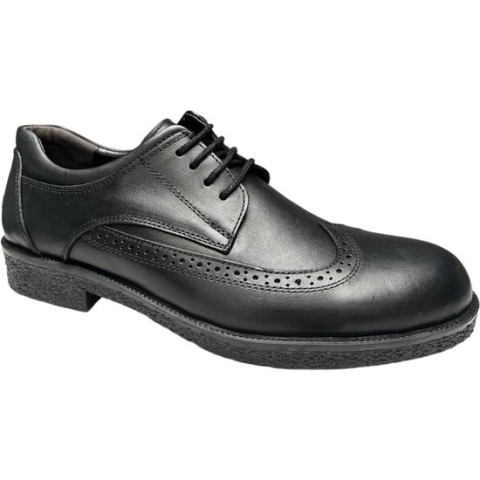 Herenchoenen- Veterschoenen- Nette schoenen 014- Leather- Zwart- Maat 43