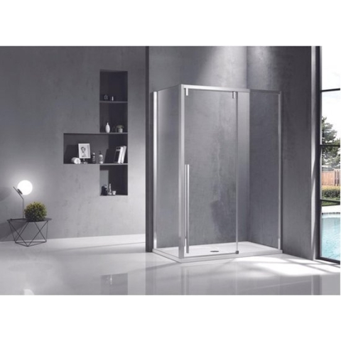 Saniclass Neptune douchecabine 120x90cm met schuifdeur 8mm veiligheidsglas met anti kalk zilver gepolijst