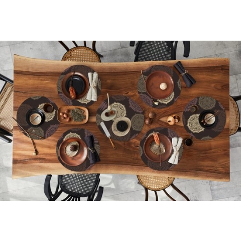 Ronde placemats - Onderlegger - Placemats rond - Design - Mandala - Bruin - 10 stuks