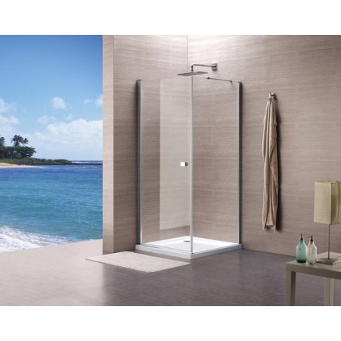 Royal Plaza Hendra draaideur 100x195 met vast paneel chroom profiel en helder glas en Clean antikalkbehandeling