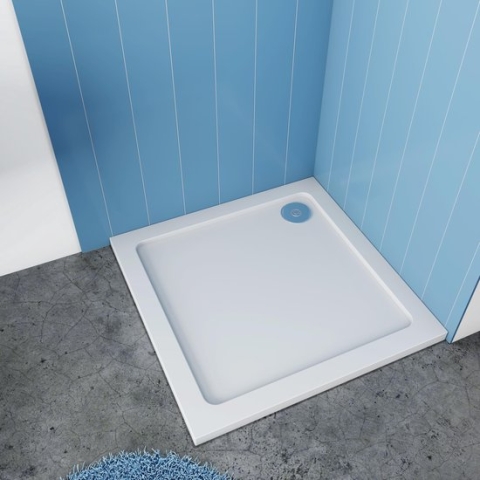 Serie Daisy - Douchebak - Wit - 100x100 - Vierkant - Polystone - Excl. Sifon Daisy