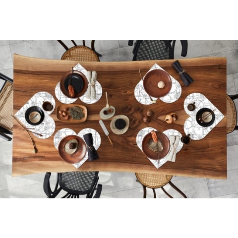 Onderleggers - Placemats - Placemats hartje - Vis - Patronen - Zwart Wit - 6 stuks