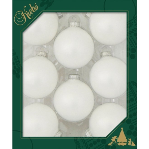 8x Satijn witte glazen kerstballen mat 7 cm kerstboomversiering - Kerstversiering/kerstdecoratie wit