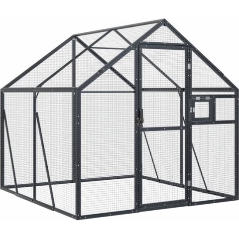 Volière 1,79x2x1,85 m aluminium antracietkleurig