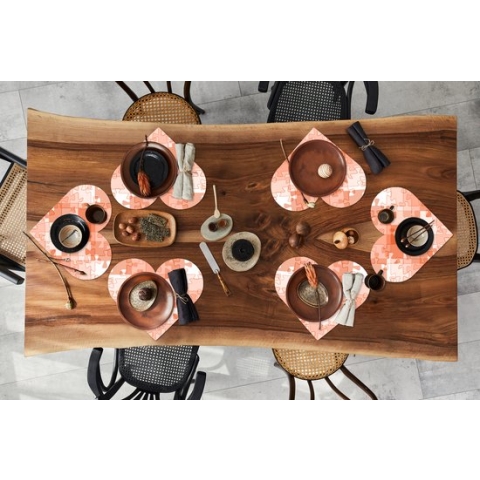 Onderleggers - Placemats - Placemats hartje - Puzzel - Oranje - Patronen - 6 stuks