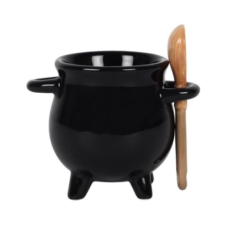 Something Different Eierdop Cauldron with Broom spoon Zwart