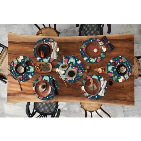 Ronde placemats - Onderlegger - Placemats rond - Winter - Design - Thee - Handschoenen - Muts - 10 stuks - Kerst - Cadeau - Kerstcadeau voor mannen, vrouwen en kinderen