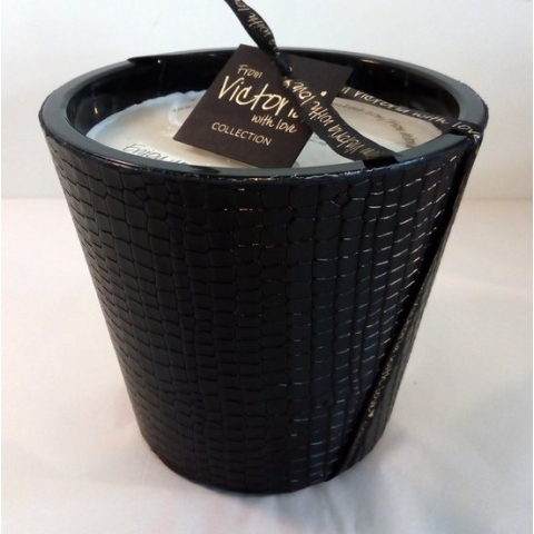 Victoria with Love -leder Black - M-kaars-geurkaars- - Zwart-leder op glas - Indoor