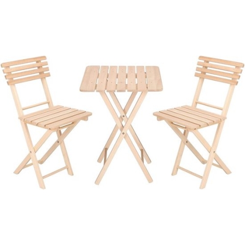 Springos Tuinset - Tuintafel - Tuinstoelen - 3-delig - Opvouwbaar - Naturel