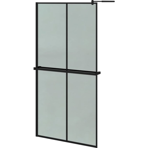 vidaXL-Inloopdouchewand-met-schap-100x195-cm-ESG-glas-aluminium-zwart