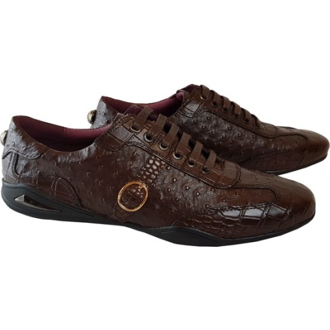 Zerba - Heren Sneakers - Veterschoenen - Maat 38 - Bruin Leer - Marrone