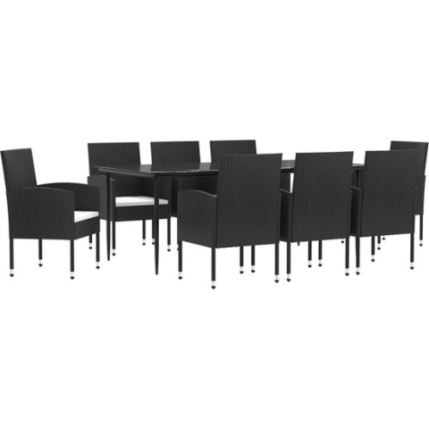 vidaXL-9-delige-Tuinset-poly-rattan-en-staal-zwart