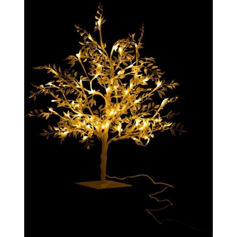J-Line Boom Blaadjes Glitter+Led Metaal Zilver Small